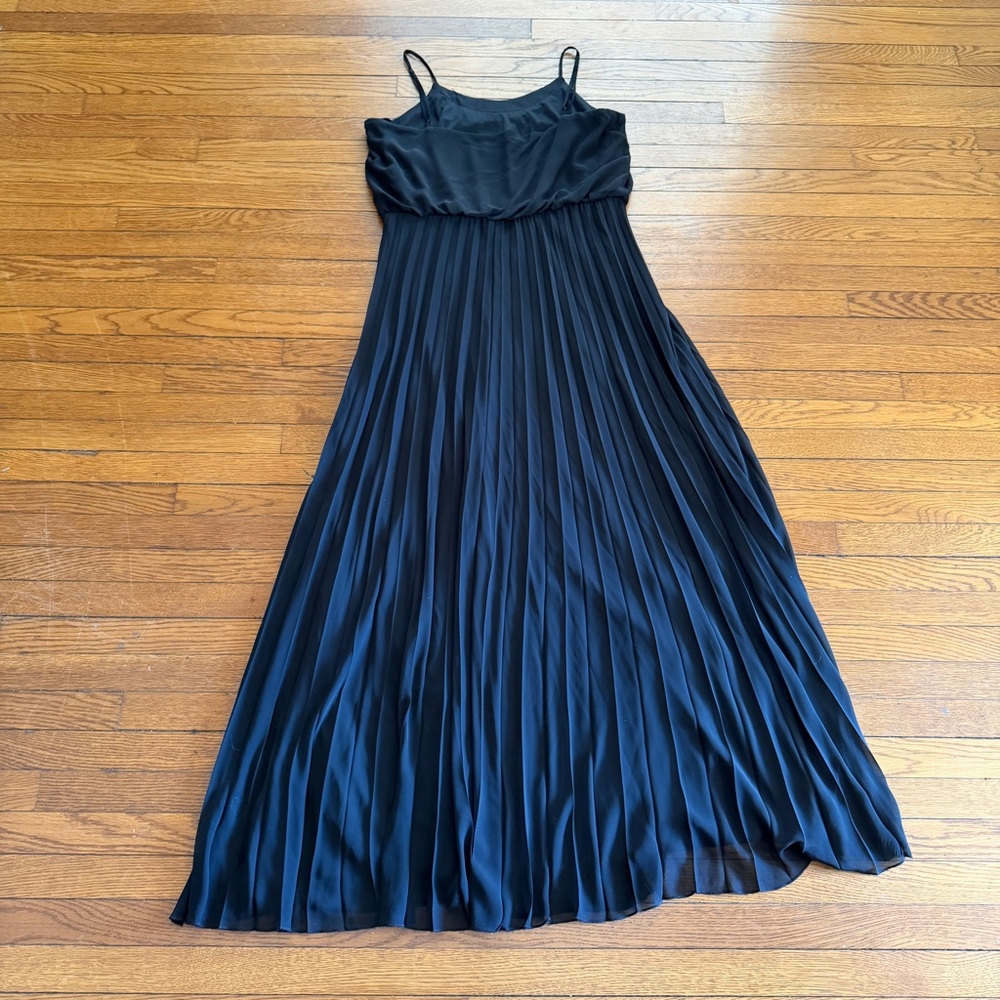 Bisou Bisou Women’s Pleaded Black Beaded Strap Maxi Dress  Dress – Size 14 - Picture 9 of 10
